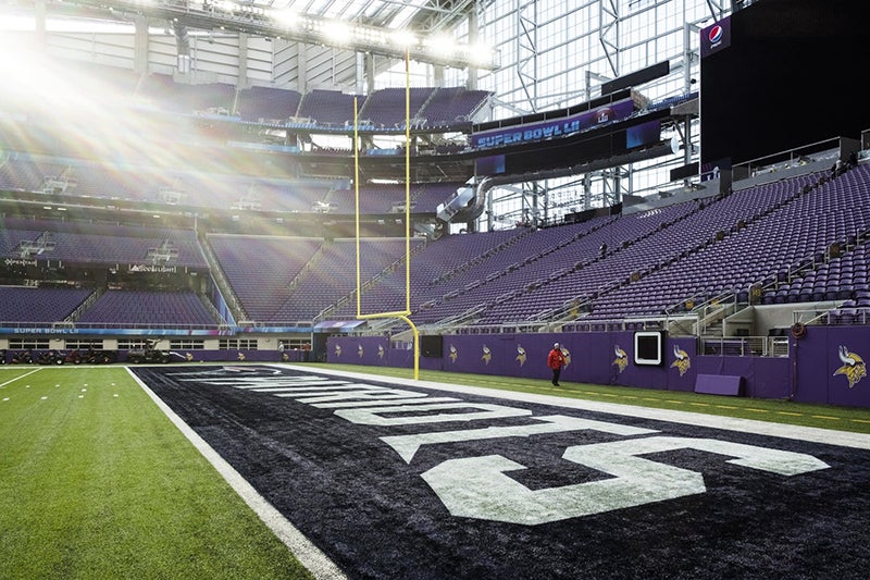 Norseman Logo, End Zones Complete at U.S. Bank Stadium