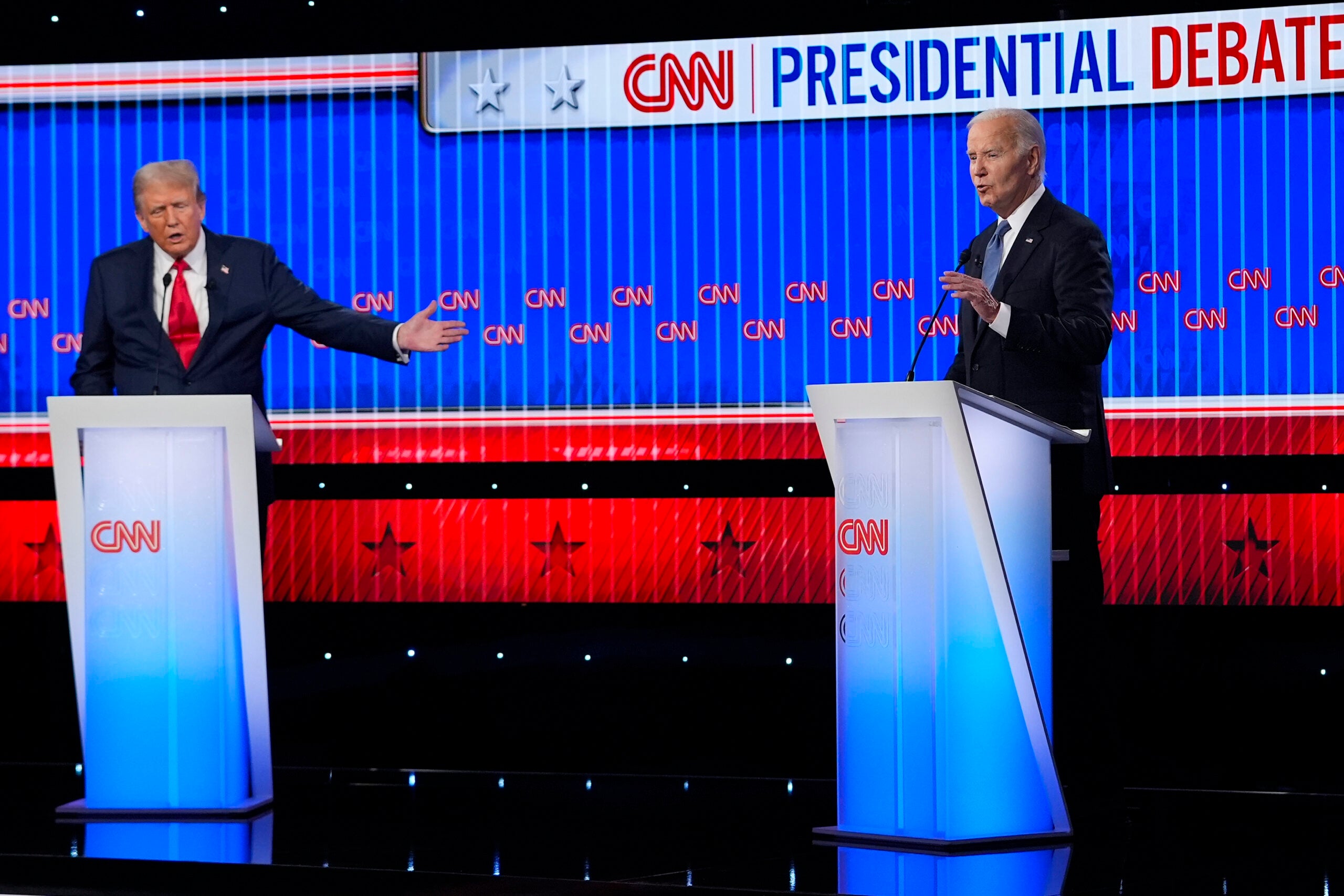 A halting Biden tries to confront Trump at debate but sparks Democratic ...